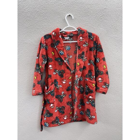 Super Mario Kart Childrens Bath Robe Size 8 Red Character Fleece Sleepwear - Picture 1 of 12